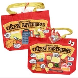 2 Trader Joe's Cheese Tote Bags Canvas With Tags New
